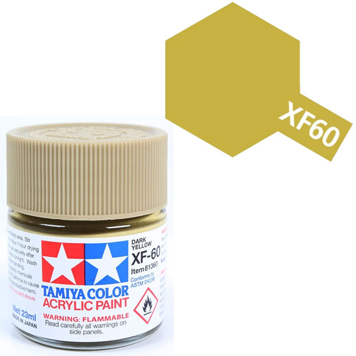 Pintura Acrílica - Tamiya XF60 (Flat Dark Yellow) - Amarillo Oscuro Mate 23ml / 10 ml
