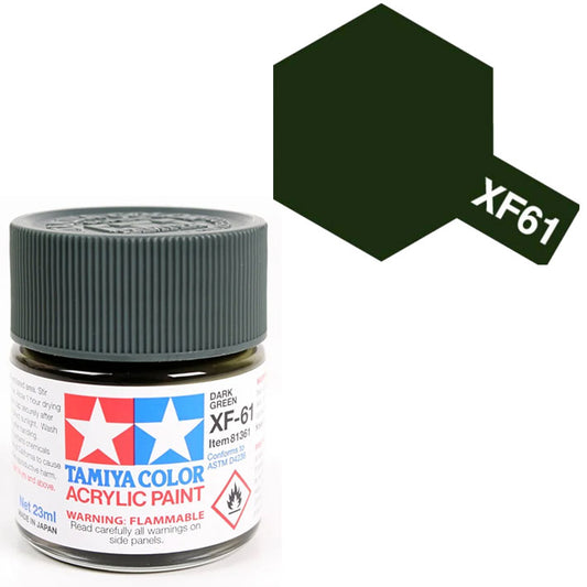 Pintura Acrílica - Tamiya XF61 (Flat Dark Green) - Verde Oscuro Mate 23ml / 10 ml
