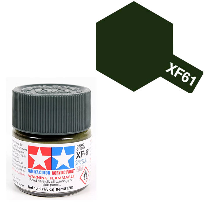 Pintura Acrílica - Tamiya XF61 (Flat Dark Green) - Verde Oscuro Mate 23ml / 10 ml