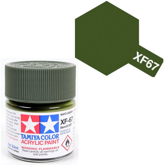Pintura Acrílica - Tamiya XF67 (Flat Nato Green) - Verde Otan Mate 23ml / 10 ml