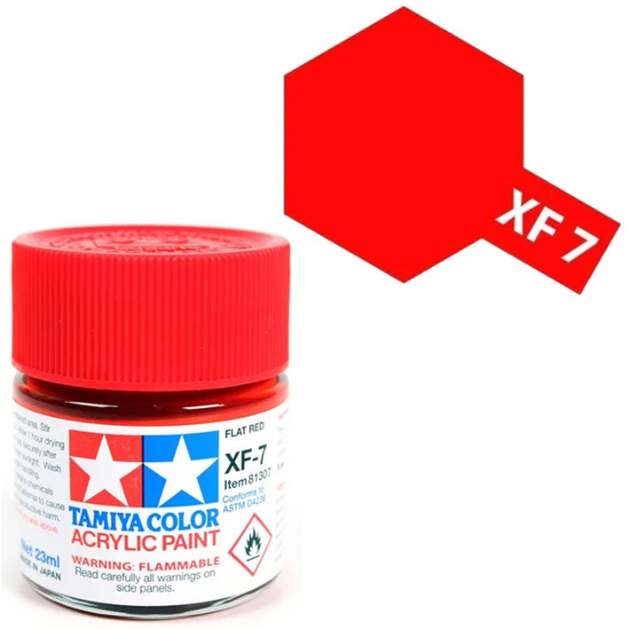 Pintura Acrílica - Tamiya XF7 (Flat Red) - Rojo Mate 23ml / 10 ml