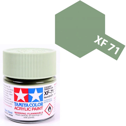Pintura Acrílica - Tamiya XF71 (Flat Cockpit Green IJN) - Verde Cabina Mate de la Armada Imperial Japonesa 23ml / 10 ml