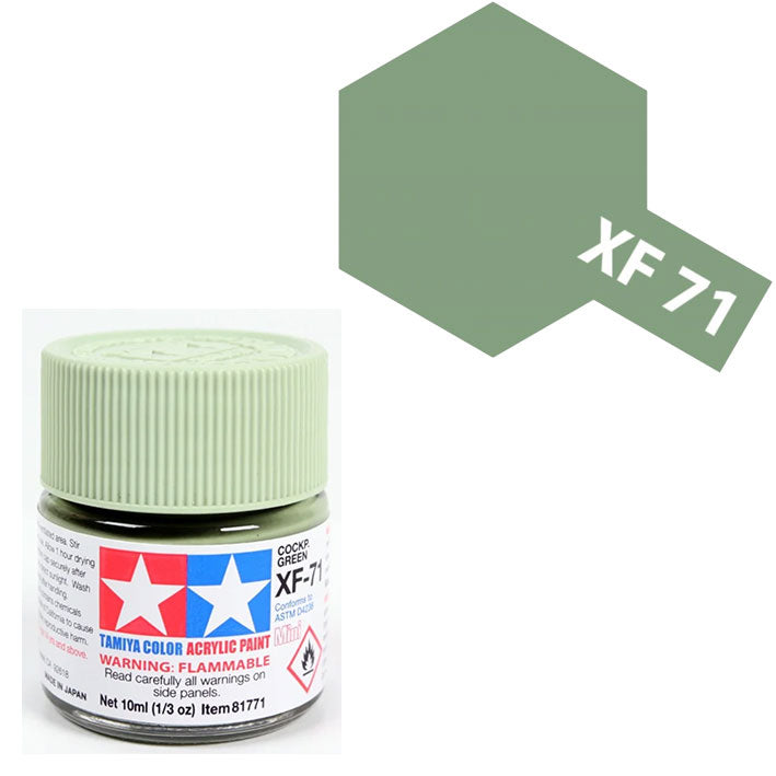 Pintura Acrílica - Tamiya XF71 (Flat Cockpit Green IJN) - Verde Cabina Mate de la Armada Imperial Japonesa 23ml / 10 ml