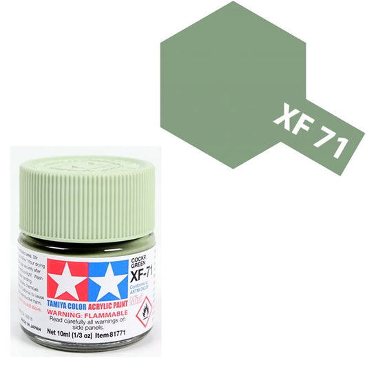Pintura Acrílica - Tamiya XF71 (Flat Cockpit Green IJN) - Verde Cabina Mate de la Armada Imperial Japonesa 23ml / 10 ml
