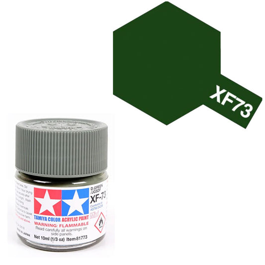Pintura Acrílica - Tamiya XF73 (Flat D. Green / JGSDF) - Verde Mate de la Fuerza Terrestre de Autodefensa de Japón 10ml