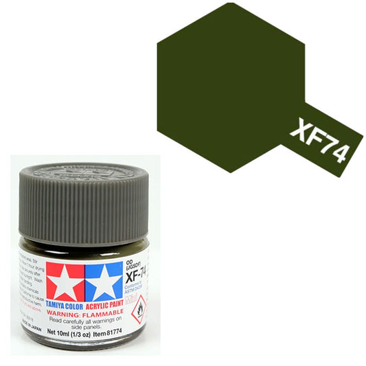 Pintura Acrílica - Tamiya XF74 (Flat Olive Drab / JGSDF) - Verde Oliva Mate de la Fuerza Terrestre de Autodefensa de Japón 10ml
