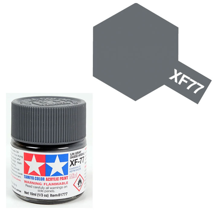 Pintura Acrílica - Tamiya XF77 (Flat IJN Gray / Sasebo Arsenal) - Gris Mate de la Armada Imperial Japonesa (Arsenal Naval de Sasebo) 10ml