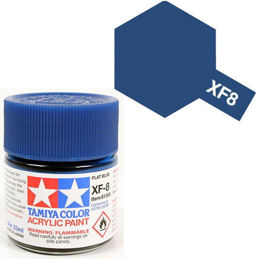 Pintura Acrílica - Tamiya XF8 (Flat Blue) - Azul Mate 23ml / 10 ml