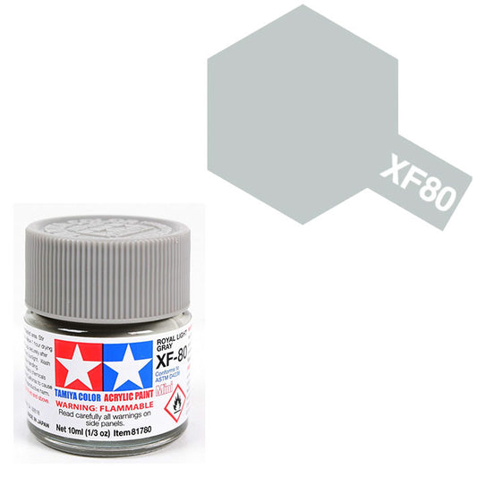 Pintura Acrílica - Tamiya XF80 (Flat Royal Light Grey) - Gris Claro Real Mate 10ml
