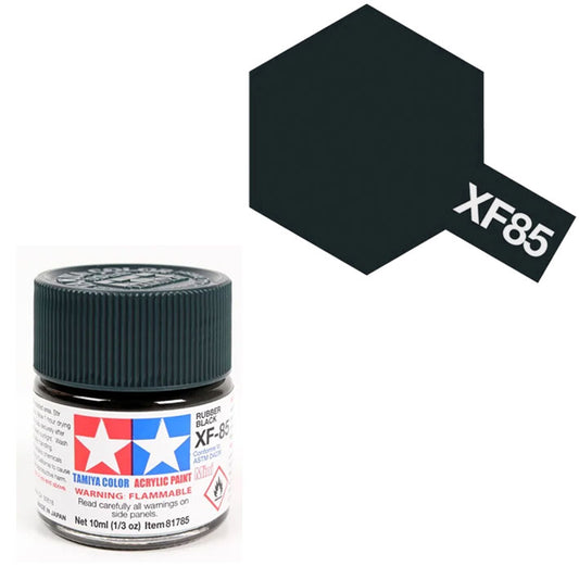 Pintura Acrílica - Tamiya XF85 (Flat Rubber Black) - Caucho Negro Mate 10ml