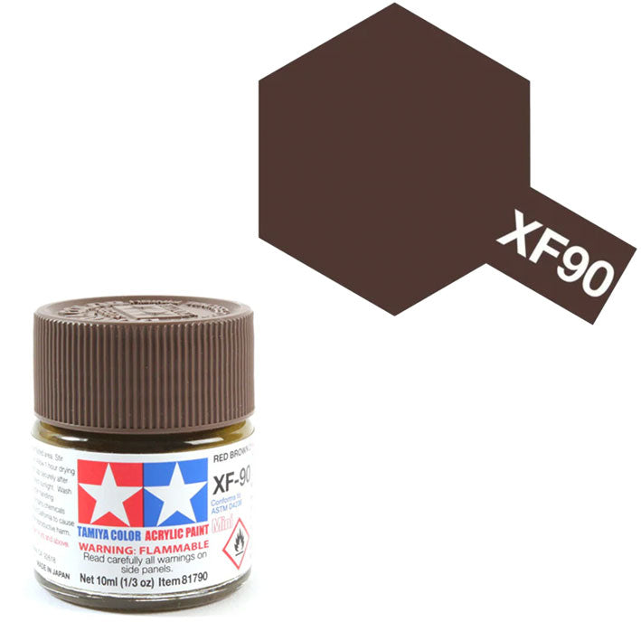 Pintura Acrílica - Tamiya XF90 (Flat Red Brown 2) - Rojo Marrón 2 Mate 10ml