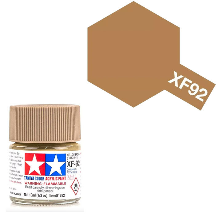 Pintura Acrílica - Tamiya XF92 (Flat Yellow Brown / DAK 1941) - Amarillo Marrón Mate (Cuerpo Africano Alemán 1941) 10ml
