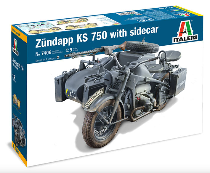 Modelo a escala 1/9 para armar: ZUNDAPP KS 750 with Sidecar (Moto Militar)