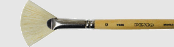 Pincel Abanico - Cerda Natural Mango Largo - (Varias medidas)