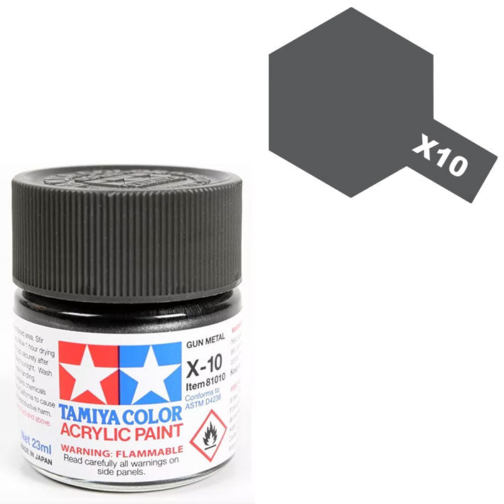 Pintura Acrílica - Tamiya X10 (Gloss Metallic Gun Metal) - Acero Brillante Metálica 23ml / 10 ml