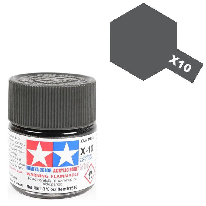Pintura Acrílica - Tamiya X10 (Gloss Metallic Gun Metal) - Acero Brillante Metálica 23ml / 10 ml