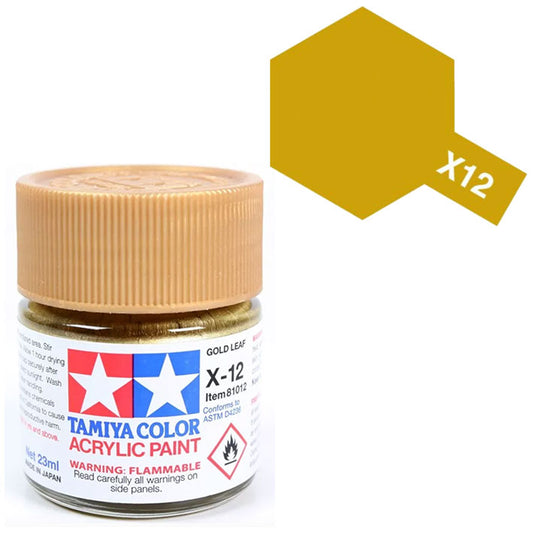 Pintura Acrílica - Tamiya X12 (Gloss Metallic Gold Leaf) - Dorado Brillante Metálica 23ml / 10 ml