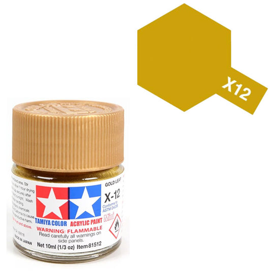 Pintura Acrílica - Tamiya X12 (Gloss Metallic Gold Leaf) - Dorado Brillante Metálica 23ml / 10 ml