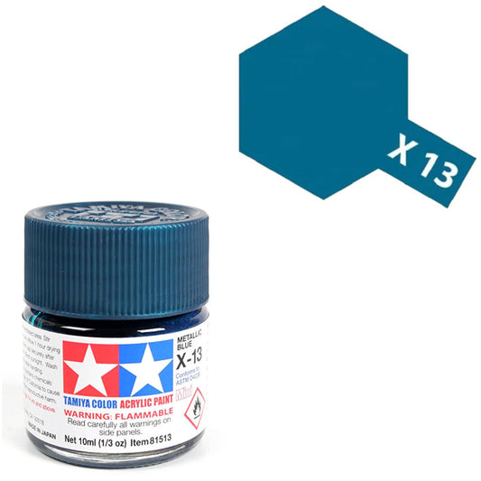 Pintura Acrílica - Tamiya X13 (Gloss Metallic Blue) - Azul Metálico Brillante 23ml / 10 ml