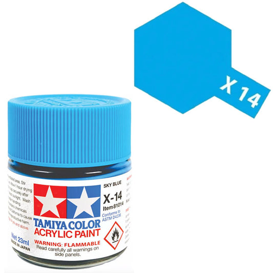 Pintura Acrílica - Tamiya X14 (Gloss Sky Blue) - Azul Cielo Brillante 23ml / 10 ml