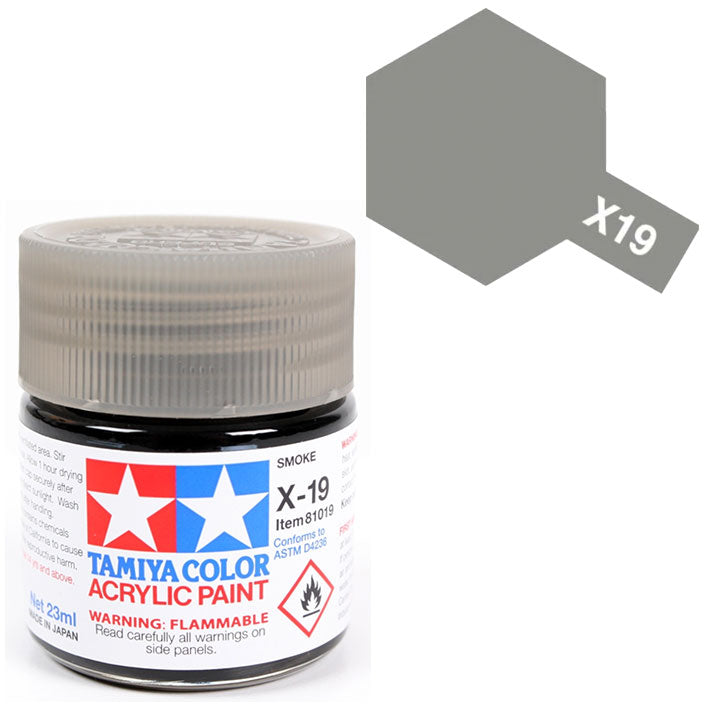 Pintura Acrílica - Tamiya X19 (Smoke) - Humo (Gris Traslúcido) 23ml / 10 ml