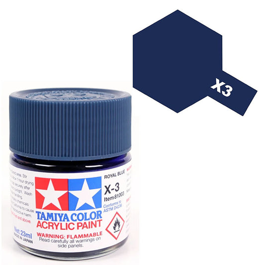 Pintura Acrílica - Tamiya X3 (Gloss Royal Blue) - Azul Real Brillante 23ml / 10 ml