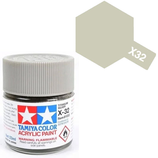 Pintura Acrílica - Tamiya X32 (Gloss Metallic Titanium Silver) - Plateado Titanio Brillante Metálica 23ml / 10 ml