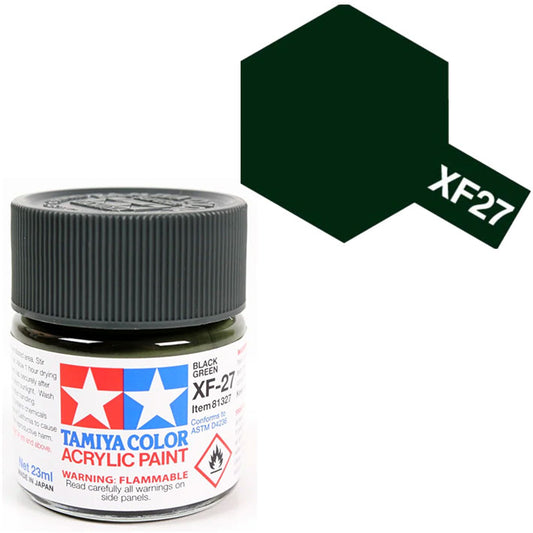 Pintura Acrílica - Tamiya XF27 (Flat Black Green) - Verde Negro Mate 23ml / 10 ml