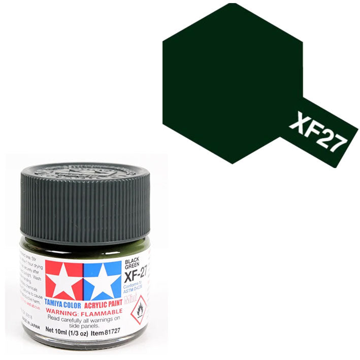 Pintura Acrílica - Tamiya XF27 (Flat Black Green) - Verde Negro Mate 23ml / 10 ml