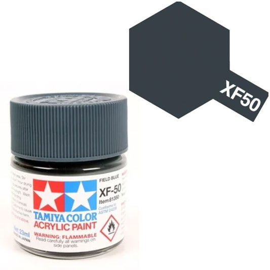 Pintura Acrílica - Tamiya XF50 (Flat Field Blue) - Azul Militar Mate 23ml / 10 ml